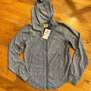 NWT Chaser Linen Rib Long sleeve Shirttail Zip Up Hoodie